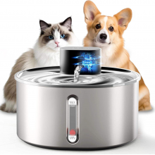 【King Mew】 Smart Wireless Automatic Stainless Steel Portable Pet Water Dispenser for Cats & Dogs with Detachable Design