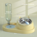 【King Mew】 Automatic Double Bowls 2 in 1 Dog and Cat Food & Drinking Basin with Teddy Rice Design Portable Outdoor Pet Feeding