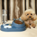 【King Mew】 Automatic Double Bowls 2 in 1 Dog and Cat Food & Drinking Basin with Teddy Rice Design Portable Outdoor Pet Feeding