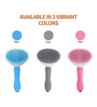【King Mew】 Eco-friendly ABS & Stainless Steel Pet Comb Brush 20*10.5 cm Comfortable Durable with One-click Hair Removal for Dogs and Cats
